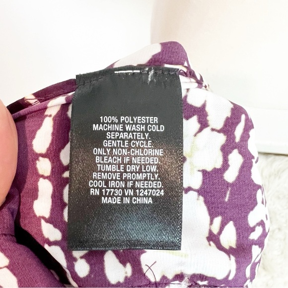 MOSSIMO BURGUNDY OFF-WHITE BOHO 3/4 ROLL TAB SLEEVE SHIFT DRESS WOMENS SZ MEDIUM - Picture 4 of 5